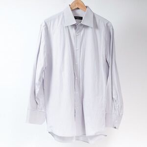 CANALI Made in Italy Cotton Micro Check White Button Down Shirt, 16.5/42